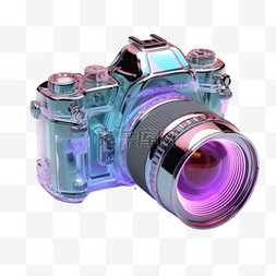 单反相机图片_典雅时尚蓝色紫色单反相机元素