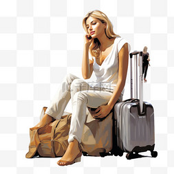 一位女士正在机场等待降落许可