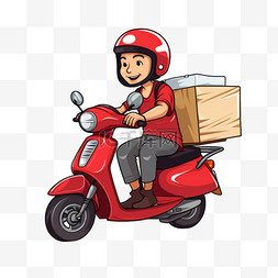 一名男子骑着轻便摩托车运送包裹