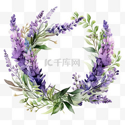 花边花框素材图片_紫色满天星水彩秋季花环花卉花框