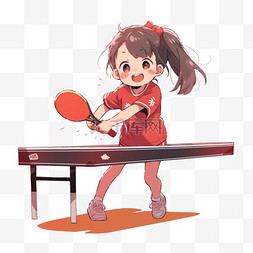 亚运会女孩卡通手绘乒乓球运动元
