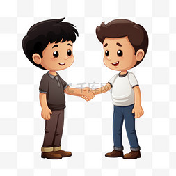 人握手图片_一个男孩与右边的人握手的侧视图