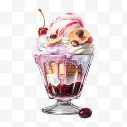 水彩冰淇淋图片_水彩葡萄冰淇淋免扣元素
