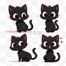 中国画绘画图片_表情包小猫可爱表情卡通元素