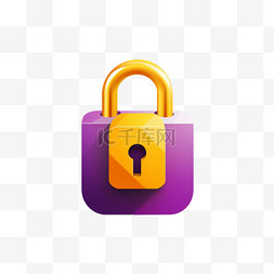 容器三视图图片_黄色和紫色锁符号的四分之三视图