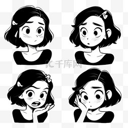 卡通头像4图片_可爱女孩表情表情包卡通元素