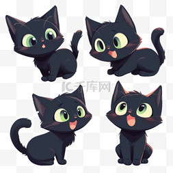 可爱表情黑色图片_卡通元素表情包小猫可爱表情