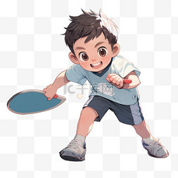 小男孩运动卡通图片_亚运会手绘乒乓球男孩运动卡通元