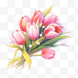 鲜花手绘背景图片_教师节手绘郁金香鲜花元素