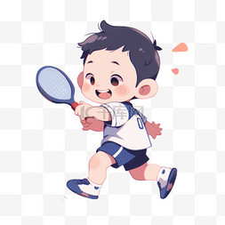 亚运会男孩乒乓球运动手绘卡通元