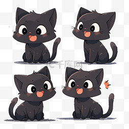 可爱卡通小猫表情包元素