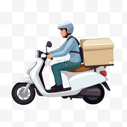运送包裹图片_一名男子骑着轻便摩托车运送包裹