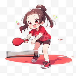 乒乓球女孩图片_亚运会女孩打乒乓球运动元素卡通