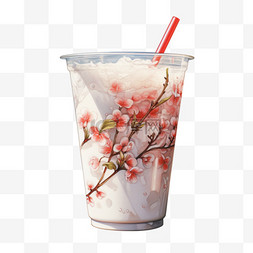 日式美食节海报图片_水彩日式粉色鲜花奶茶免扣元素