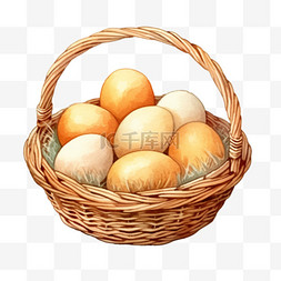 篮子里的青提图片_水彩洁白鸡蛋篮子免扣元素