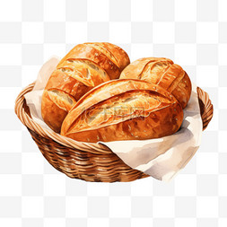 早餐夹心面包图片_水彩夹心面包篮子免扣元素