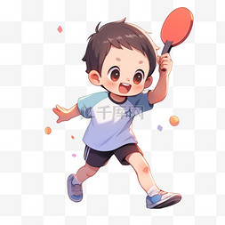 背景男孩图片_亚运会男孩乒乓球运动卡通元素