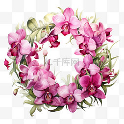花环图片_粉色花朵水彩秋季花环花卉花框花