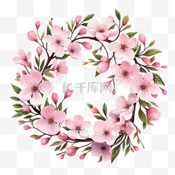 英语节日小报图片_水彩秋季庆祝节日粉色花边花环