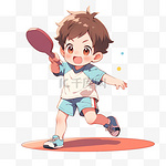 亚运会元素男孩乒乓球运动卡通手绘