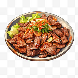 韩国食品免抠素材图片_水彩韩国烤肉拼盘免扣元素