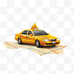 出租车黄色图片_黄色出租车和带地图的电话