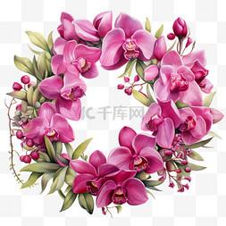 花边花框素材图片_水彩秋季花环粉色花朵花卉花框花