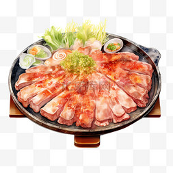 韩国鱼饼串图片_水彩香喷韩国烤肉免扣元素