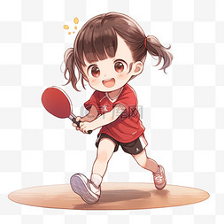 开心的女孩图片_女孩手绘亚运会乒乓球运动元素