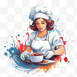用爱烹饪的女厨师