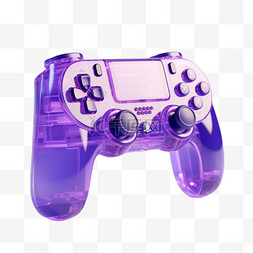 蓝紫色渐变3d游戏手柄icon玻璃质感
