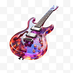 3D玻璃质感吉他元素