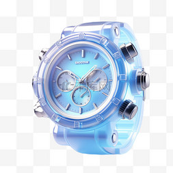 蓝色渐变3d手表con玻璃质感