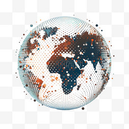 圆点地球图片_地球世界圆点地图。全球地理的虚