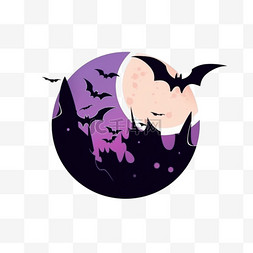 万圣节月亮蝙蝠卡通手绘元素