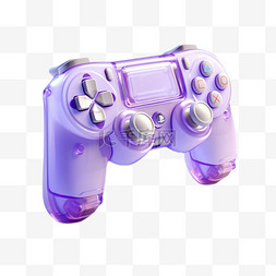 蓝紫色图图片_蓝紫色渐变3d游戏手柄icon玻璃质感