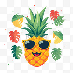 快乐的暑假图片_阳光下快乐的菠萝背景