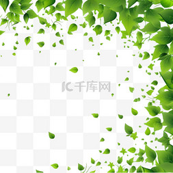 漂浮或飘落的绿叶背景设计，带文