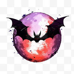 手绘万圣节月亮蝙蝠元素卡通
