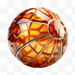 篮球圣诞帽图片_篮球宝石水晶质感橘色写实几何装