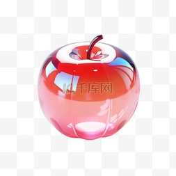 红苹果3D玻璃质感免抠素材
