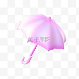 粉色卡通雨伞图片_粉色雨伞3D可爱图标元素