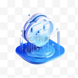 3d蓝色透明玻璃icon形状
