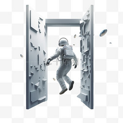 人从外太空穿过一扇门