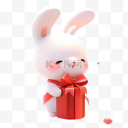 中秋节小兔子礼盒卡通3d元素