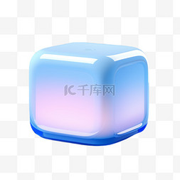 蓝色渐变玻璃质感透明3d物品icon