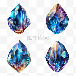 宝石珠宝菱形蓝色闪亮写实素材图