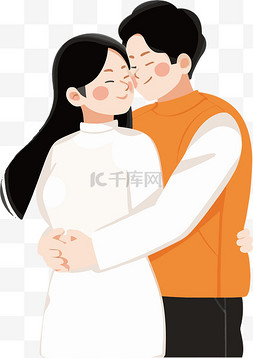 扁平夫妻图片_情侣夫妇情人节七夕扁平插画