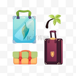 行李箱图形图片_度假行李箱简笔手绘装饰漂浮几何