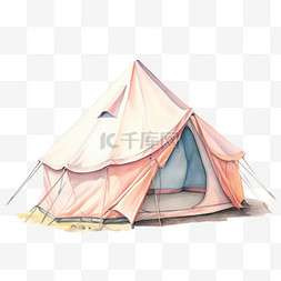 帐篷户外图片_水彩粉色帐篷免扣元素